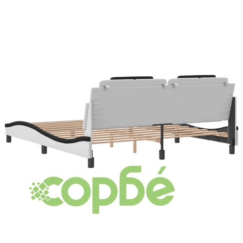 Рамка за легло с LED осветление бяло-черна 180x200 см еко кожа ➤ топ цена ➤ sorbe.bg