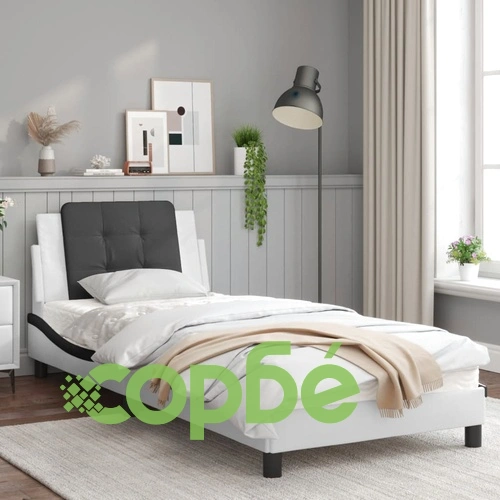 Рамка за легло с LED осветление бяло и черно 80x200 см еко кожа ➤ топ цена ➤ sorbe.bg