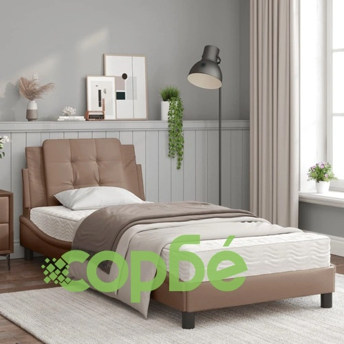 Рамка за легло с LED осветление, капучино, 90x190 см, еко кожа ➤ топ цена ➤ sorbe.bg