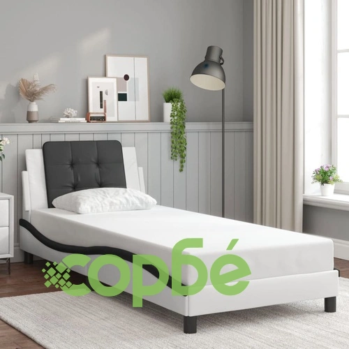 Рамка за легло с LED осветление бяла и черно 90x190 см еко кожа ➤ топ цена ➤ sorbe.bg