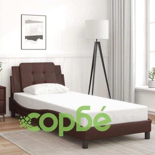 Рамка за легло с LED осветление кафява 90x200см изкуствена кожа ➤ топ цена ➤ sorbe.bg