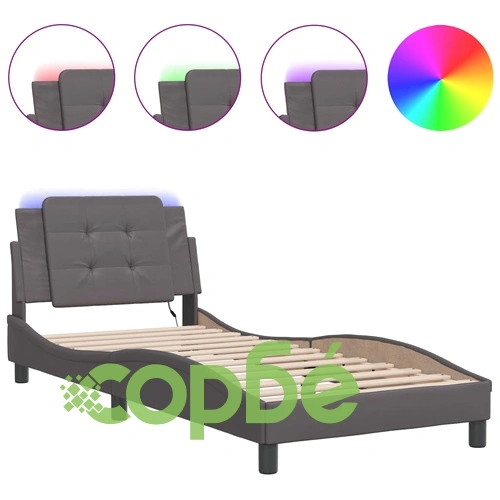 Рамка за легло с LED осветление сива 90x200 см изкуствена кожа ➤ топ цена ➤ sorbe.bg
