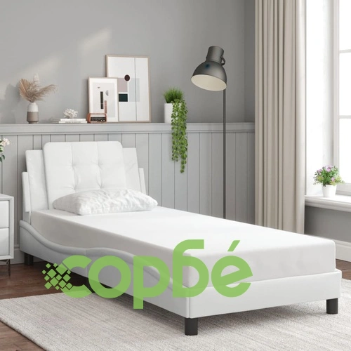 Рамка за легло с LED осветление бяла 100x200 см изкуствена кожа ➤ топ цена ➤ sorbe.bg