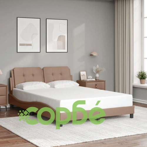 Рамка за легло с LED осветление, капучино, 120x200 см, еко кожа ➤ топ цена ➤ sorbe.bg