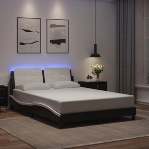Рамка за легло с LED осветление черно и бяло 120x200см еко кожа
