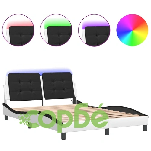 Рамка за легло с LED осветление бяло и черно 120x200см еко кожа ➤ топ цена ➤ sorbe.bg