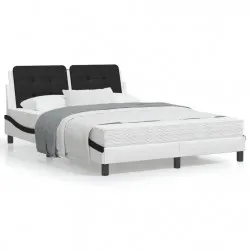 Рамка за легло с LED осветление бяло и черно 120x200см еко кожа