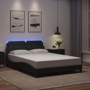 Рамка за легло LED осветление черна 140x190 см изкуствена кожа