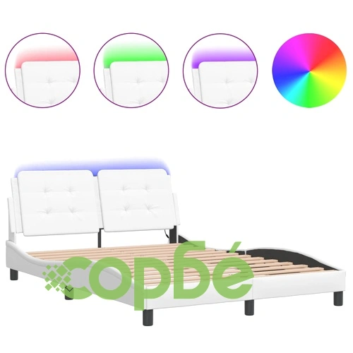 Рамка за легло с LED осветление бяла 140x190 см изкуствена кожа ➤ топ цена ➤ sorbe.bg