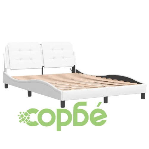 Рамка за легло с LED осветление бяла 140x190 см изкуствена кожа ➤ топ цена ➤ sorbe.bg