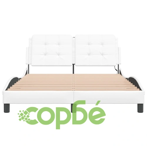 Рамка за легло с LED осветление бяла 140x190 см изкуствена кожа ➤ топ цена ➤ sorbe.bg