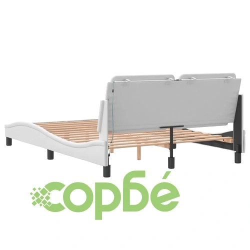 Рамка за легло с LED осветление бяла 140x190 см изкуствена кожа ➤ топ цена ➤ sorbe.bg