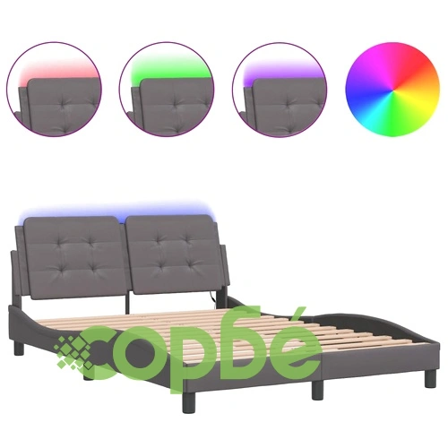 Рамка за легло LED осветление сива 140x190 см изкуствена кожа ➤ топ цена ➤ sorbe.bg