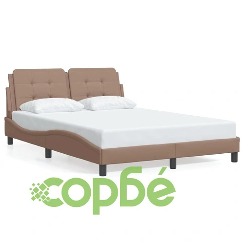 Рамка за легло с LED осветление, капучино, 140x190 см, еко кожа ➤ топ цена ➤ sorbe.bg