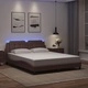 Рамка за легло с LED осветление, кафява, 160x200 cм, еко кожа