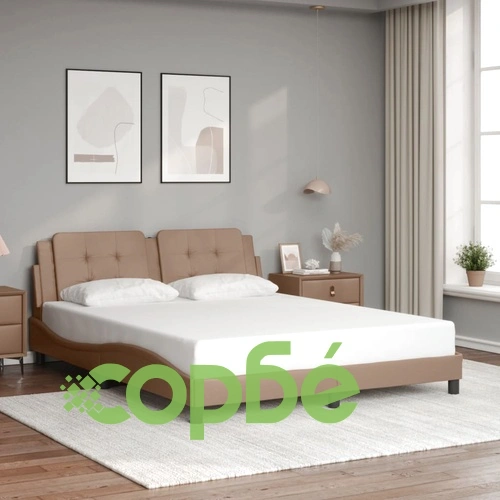 Рамка за легло с LED осветление, капучино, 160x200 cм, еко кожа ➤ топ цена ➤ sorbe.bg