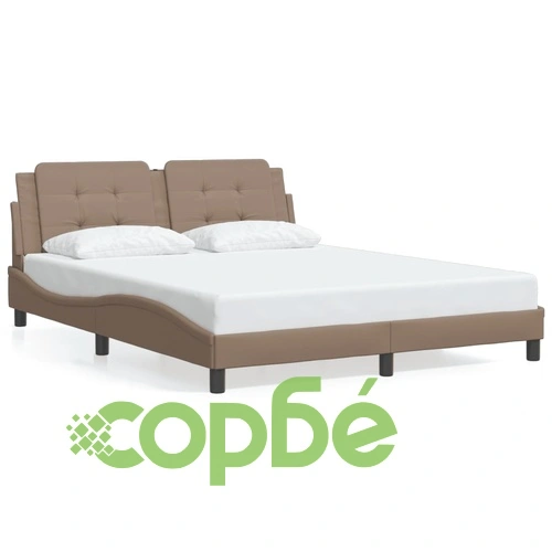 Рамка за легло с LED осветление, капучино, 160x200 cм, еко кожа ➤ топ цена ➤ sorbe.bg