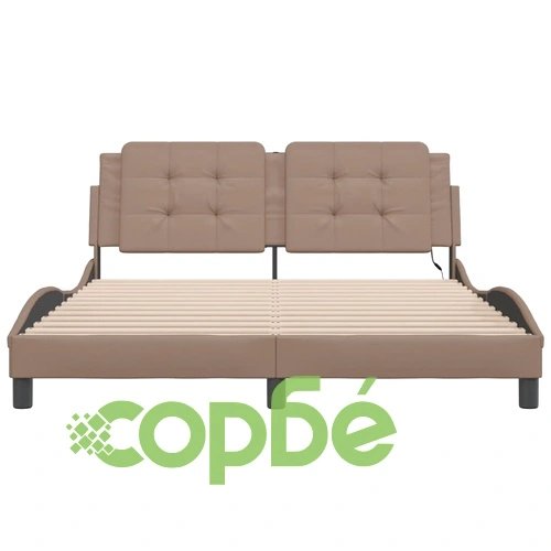 Рамка за легло с LED осветление, капучино, 160x200 cм, еко кожа ➤ топ цена ➤ sorbe.bg