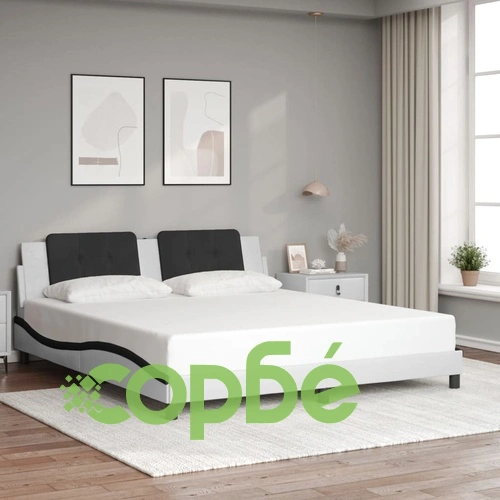 Рамка за легло с LED осветление бяло-черна 180x200 см еко кожа ➤ топ цена ➤ sorbe.bg