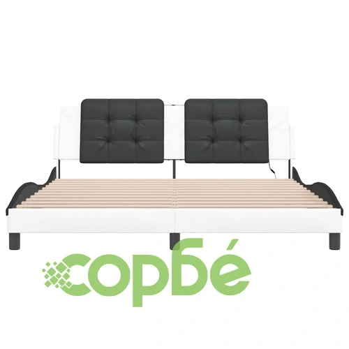 Рамка за легло с LED осветление бяло-черна 180x200 см еко кожа ➤ топ цена ➤ sorbe.bg