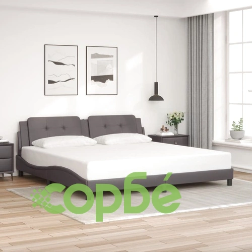 Рамка за легло с LED осветление сива 200x200 см изкуствена кожа ➤ топ цена ➤ sorbe.bg