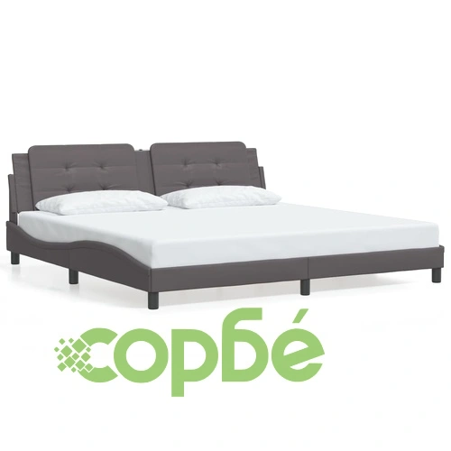 Рамка за легло с LED осветление сива 200x200 см изкуствена кожа ➤ топ цена ➤ sorbe.bg