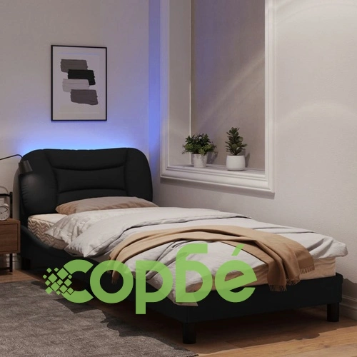 Рамка за легло с LED осветление, черна, 90x190 см, плат ➤ топ цена ➤ sorbe.bg