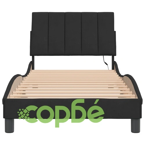 Рамка за легло с LED осветление, черна, 90x190 см, кадифе ➤ топ цена ➤ sorbe.bg