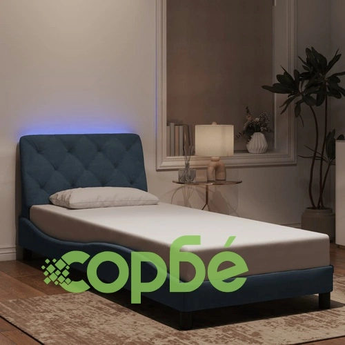 Рамка за легло с LED осветление, тъмносива, 90x190 см, кадифе ➤ топ цена ➤ sorbe.bg