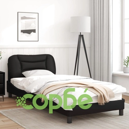 Рамка за легло с LED осветление, черна, 90x190 см, еко кожа ➤ топ цена ➤ sorbe.bg