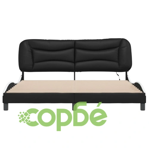 Рамка за легло с LED осветление черно-бяла 180x200 см еко кожа ➤ топ цена ➤ sorbe.bg