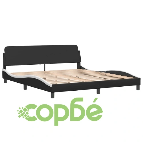 Рамка за легло с LED осветление черно-бяла 180x200 см еко кожа ➤ топ цена ➤ sorbe.bg