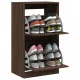 Шкаф за обувки с 2 флип чекмеджета кафяв дъб 60x42x108 см