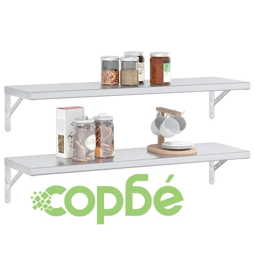 Стенни рафтове 2 бр 100x30 см сребристи неръждаема стомана ➤ топ цена ➤ sorbe.bg