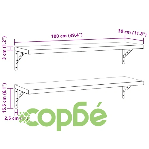 Стенни рафтове 2 бр 100x30 см сребристи неръждаема стомана ➤ топ цена ➤ sorbe.bg