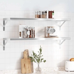 Стенни рафтове 2 бр 100x30 см сребристи неръждаема стомана
