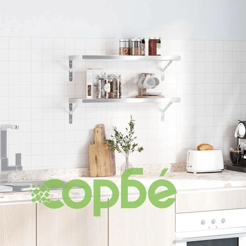 Стенни рафтове 2 бр 75x23,5 см сребристи неръждаема стомана ➤ топ цена ➤ sorbe.bg