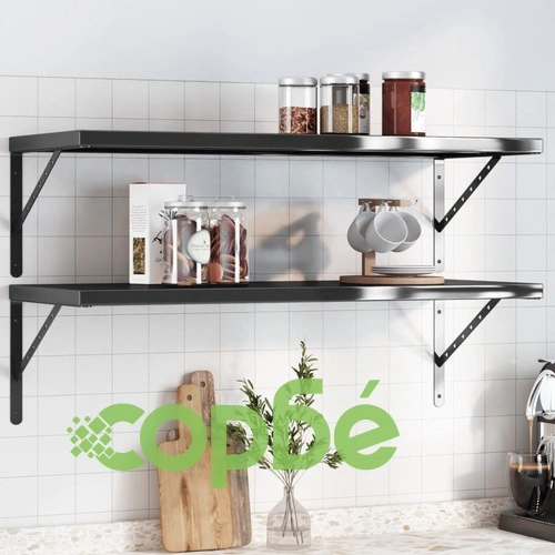 Стенни рафтове 2 бр 100x40 см черни неръждаема стомана ➤ топ цена ➤ sorbe.bg