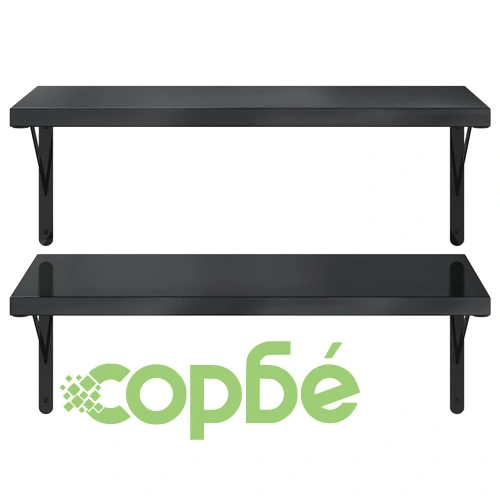 Стенни рафтове 2 бр 75x40 см черни неръждаема стомана ➤ топ цена ➤ sorbe.bg