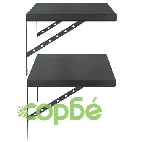 Стенни рафтове 2 бр 75x40 см черни неръждаема стомана ➤ топ цена ➤ sorbe.bg