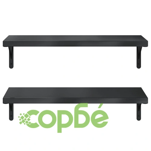 Стенни рафтове 2 бр 75x30 см черни неръждаема стомана ➤ топ цена ➤ sorbe.bg