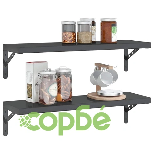 Стенни рафтове 2 бр 75x23,5 см черни неръждаема стомана ➤ топ цена ➤ sorbe.bg