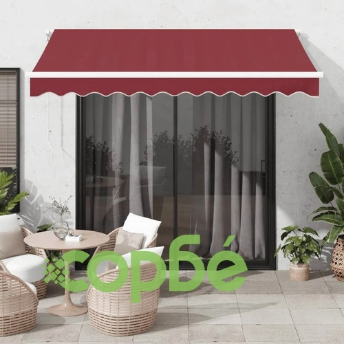 Автоматично прибираща се тента с LED, бордо, 300x250 см ➤ топ цена ➤ sorbe.bg
