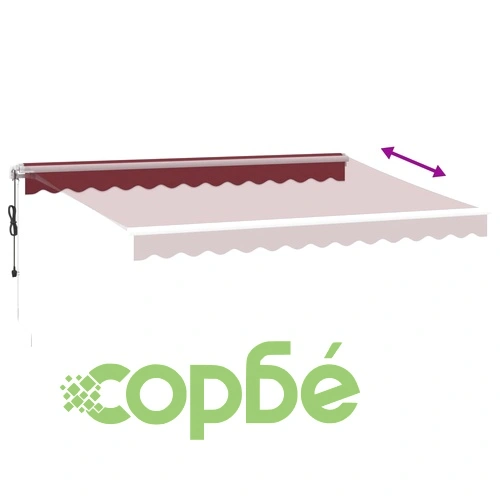 Автоматично прибираща се тента с LED, бордо, 350x250 см ➤ топ цена ➤ sorbe.bg