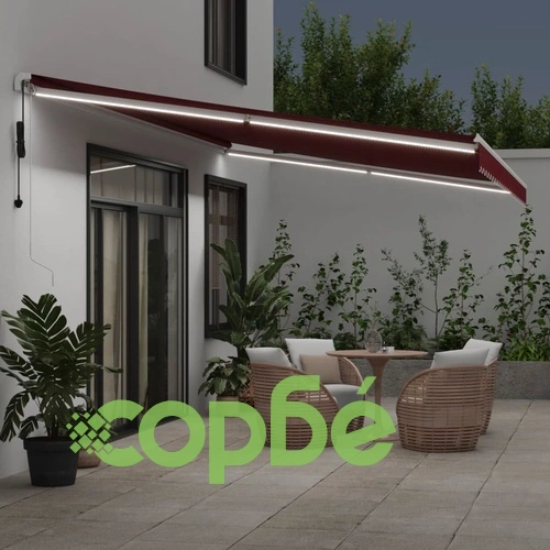 Автоматично прибираща се тента с LED, бордо, 600x300 см на топ цена от sorbe.bg Автоматично прибираща се тента с LED, бордо, 600x300 см ➤ топ цена ➤ sorbe.bg