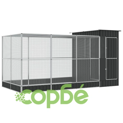 Волиера с удължение сребриста 416x203x216 см стомана ➤ топ цена ➤ sorbe.bg