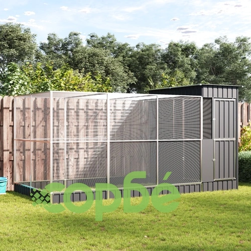Волиера с удължение сребриста 416x203x216 см стомана ➤ топ цена ➤ sorbe.bg