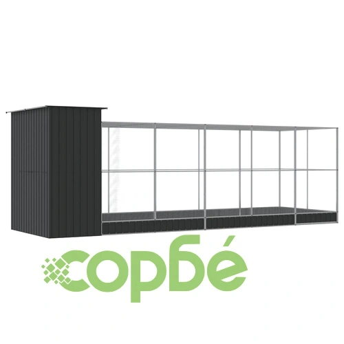 Волиера с удължение сребриста 623x203x216 см стомана ➤ топ цена ➤ sorbe.bg