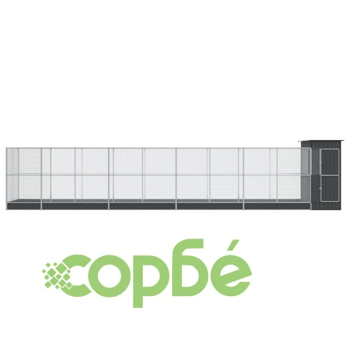 Волиера с удължение сребриста 1037x203x216 см стомана ➤ топ цена ➤ sorbe.bg