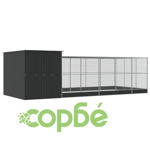 Волиера с удължение сребриста 704x303x216 см стомана ➤ топ цена ➤ sorbe.bg